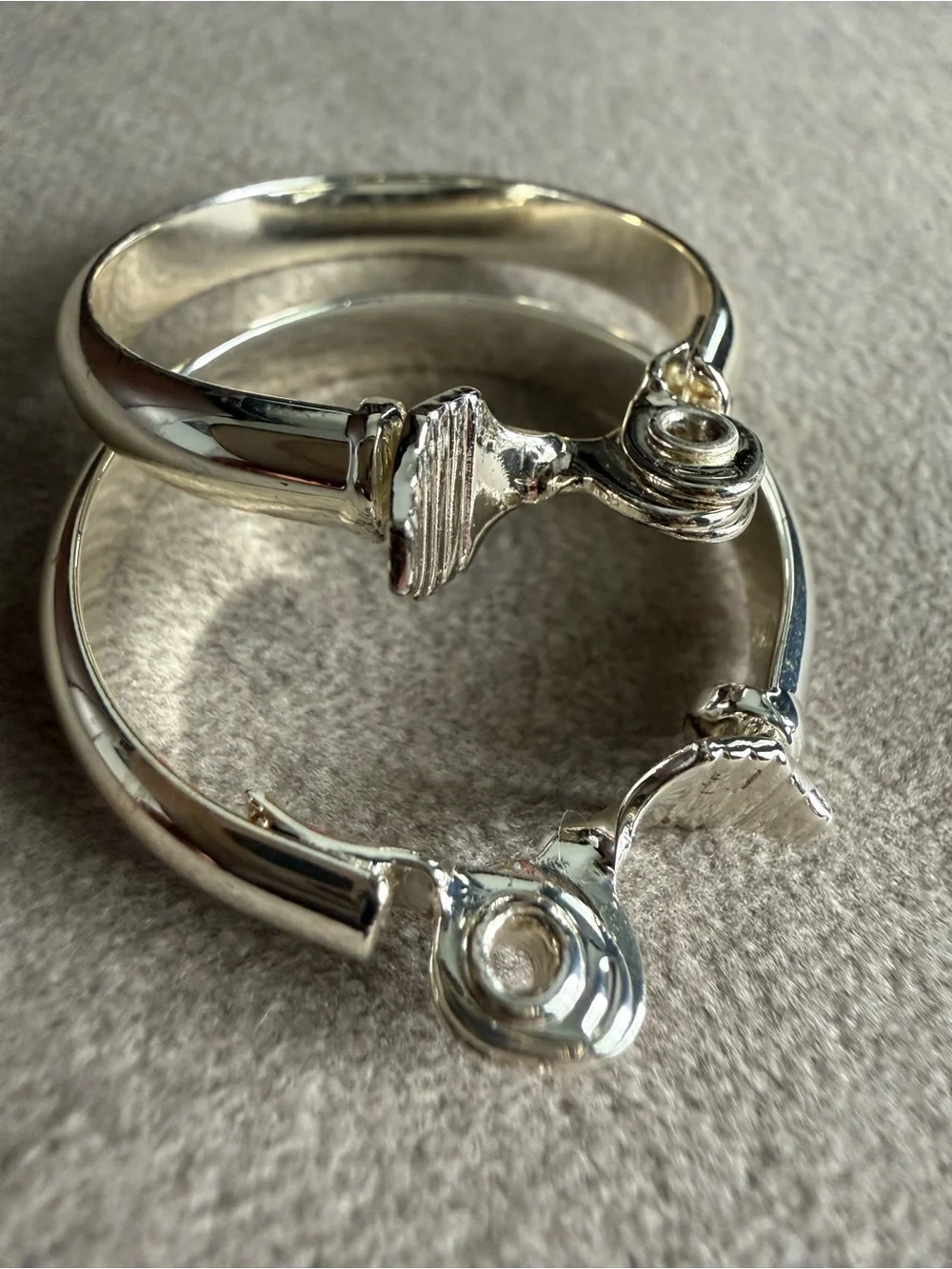 Polished Silver Hoop Earrings - Shiny Silver Finish